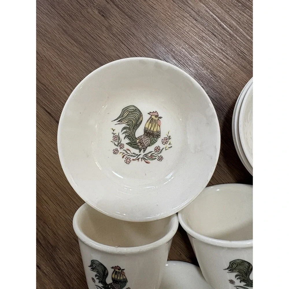 Vintage Rooster Oven Proof USA Ramekins Berry Bowls Farmhouse Kitchen 9Pc Set